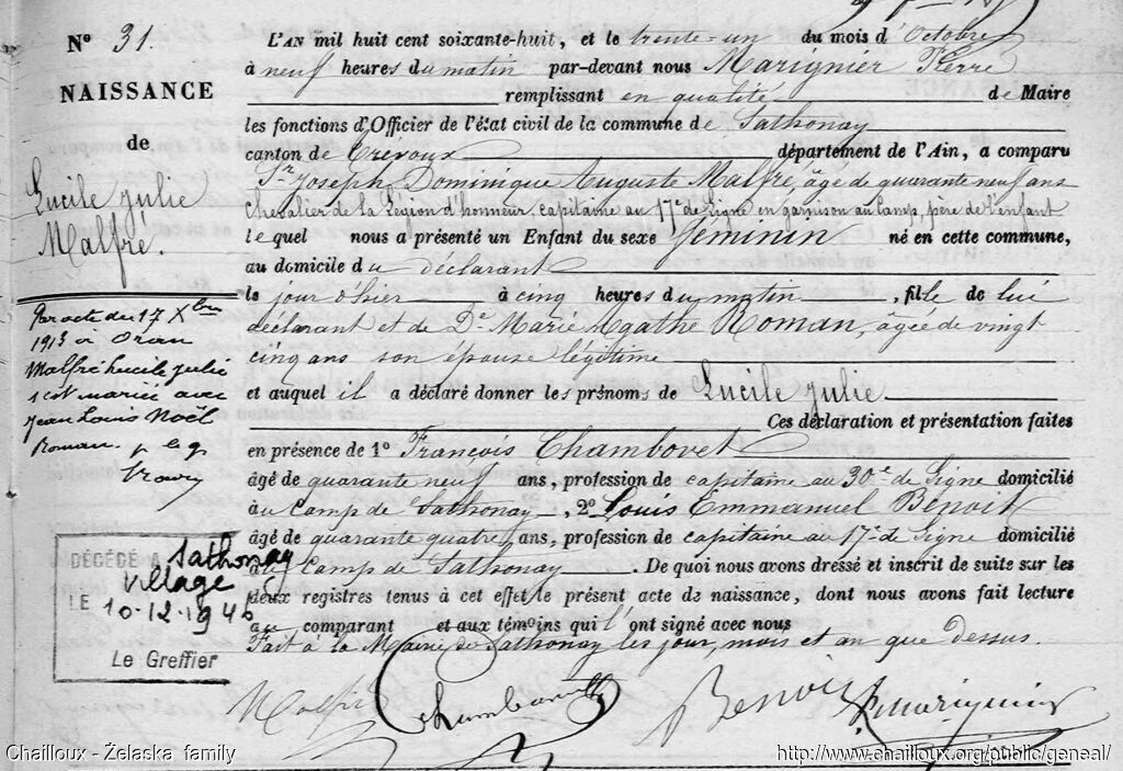 EC69 Sathonay 1868-10-31 (B) Lucile Julie Malfre